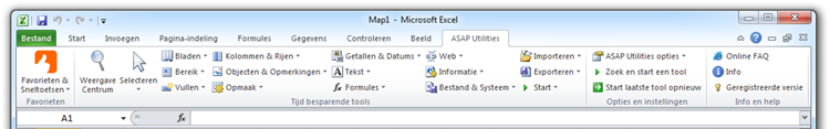 Excel 2010 met ASAP Utilities